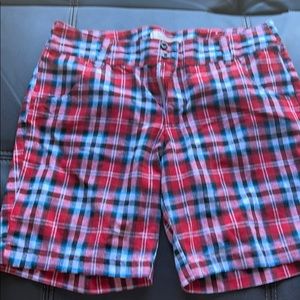 Red plaid shorts